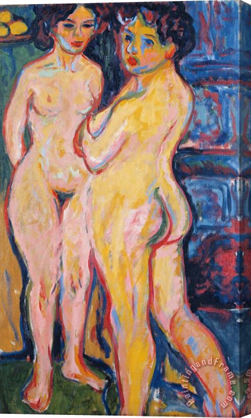 Ernst Ludwig Kirchner Nudes Standing by Stove Stretched Canvas Print / Canvas Art