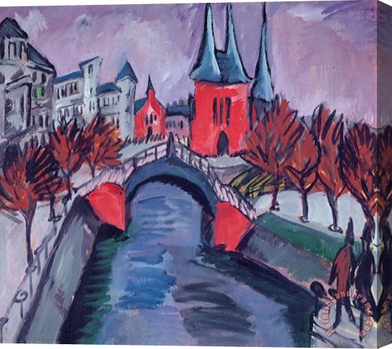 Ernst Ludwig Kirchner Red Elisabeth Riverbank Berlin Stretched Canvas Painting / Canvas Art