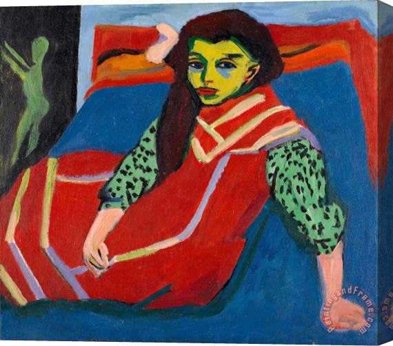 Ernst Ludwig Kirchner Seated Girl (franzi Fehrmann) Stretched Canvas Painting / Canvas Art