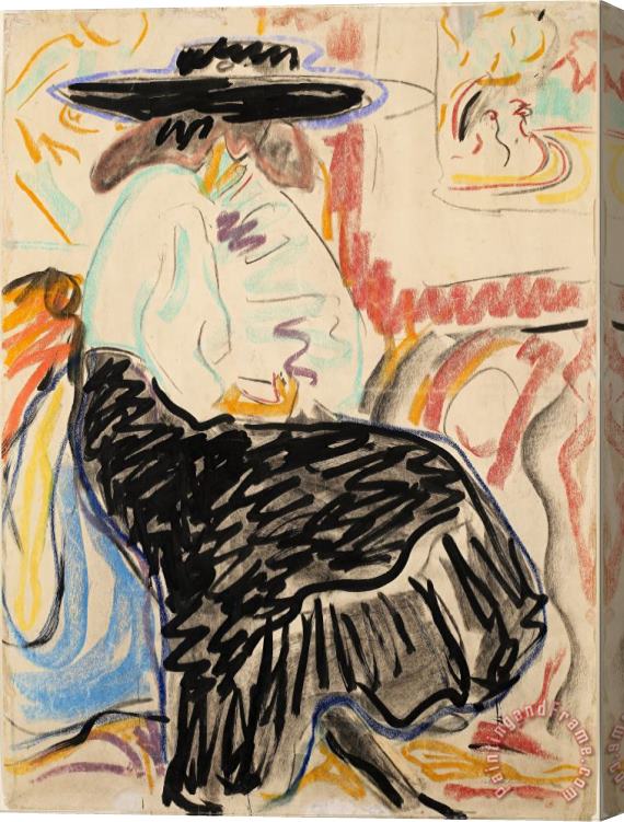 Ernst Ludwig Kirchner Seated Woman in The Studio Stretched Canvas Painting / Canvas Art
