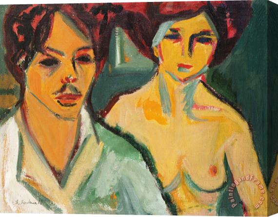 Ernst Ludwig Kirchner Self Portrait With Model Stretched Canvas Print / Canvas Art