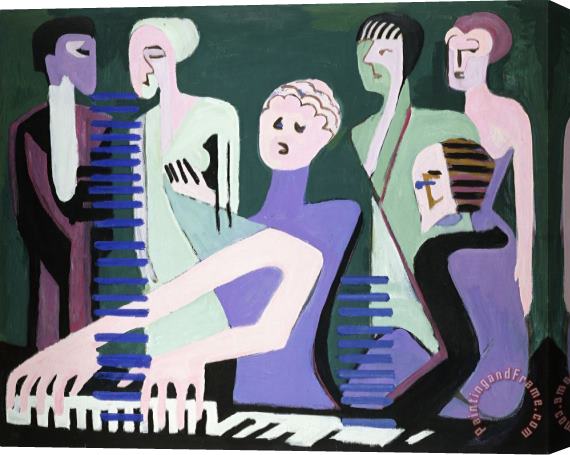 Ernst Ludwig Kirchner Singer on Piano (pianist) Stretched Canvas Painting / Canvas Art