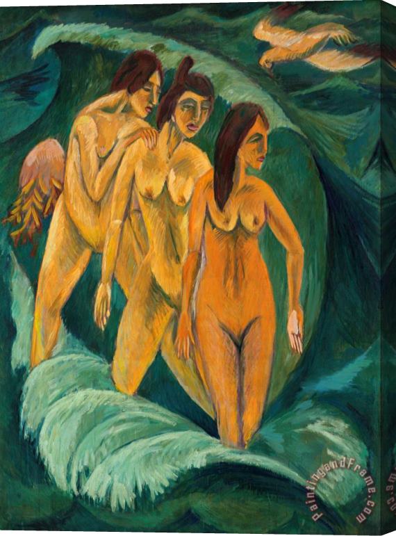 Ernst Ludwig Kirchner Three Bathers Stretched Canvas Painting / Canvas Art