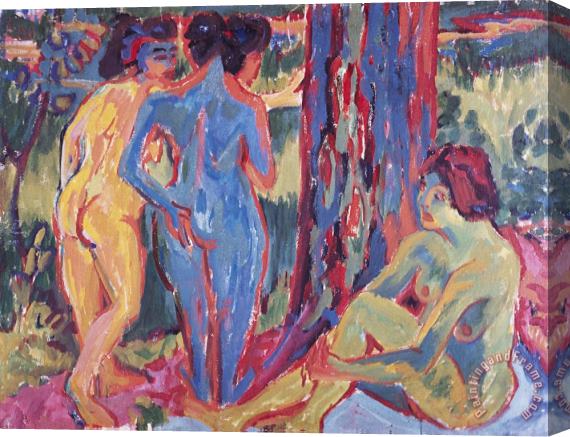 Ernst Ludwig Kirchner Three Nudes Stretched Canvas Painting / Canvas Art