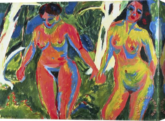 Ernst Ludwig Kirchner Two Nude Women in The Forest Stretched Canvas Print / Canvas Art