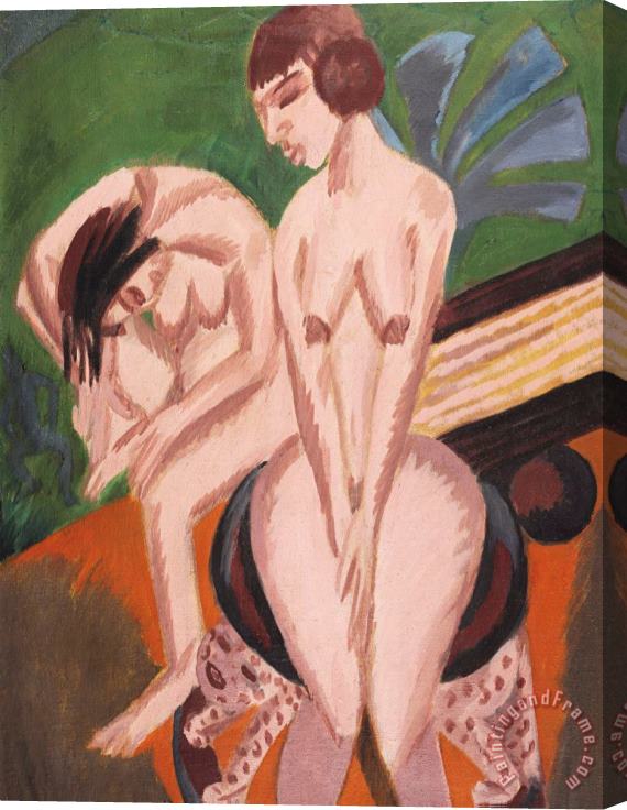 Ernst Ludwig Kirchner Two Nudes In The Room Stretched Canvas Painting / Canvas Art