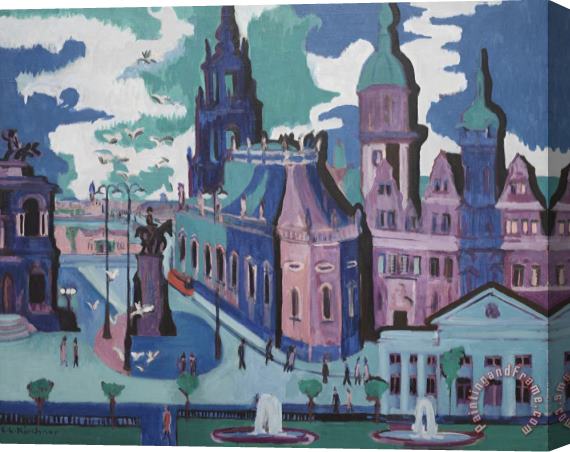 Ernst Ludwig Kirchner View of Dresden: Schlossplatz Stretched Canvas Print / Canvas Art