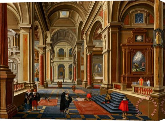 Esaias Van De Velde Interior of a Catholic Church Stretched Canvas Print / Canvas Art