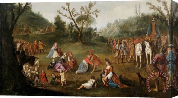 Esaias Van De Velde Meeting of Alexander And The Family of Darius Stretched Canvas Painting / Canvas Art