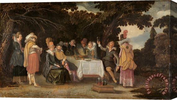 Esaias Van De Velde Voornaam Gezelschap, Dinerend in De Buitenlucht Stretched Canvas Painting / Canvas Art