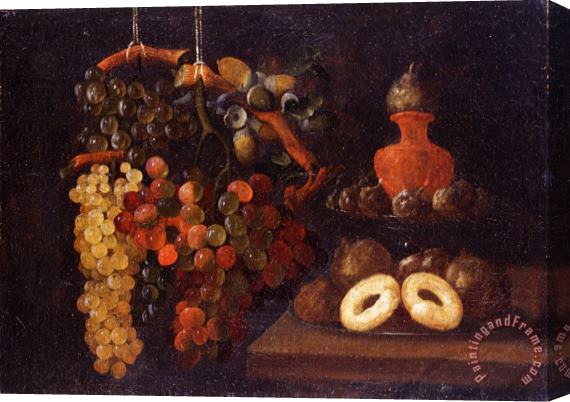 Espinosa, Juan De Life Still with Grapes And Cakes Stretched Canvas Painting / Canvas Art