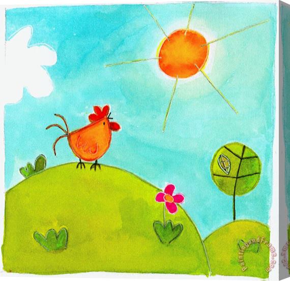 Esteban Studio Chicken And Sun Stretched Canvas Painting / Canvas Art