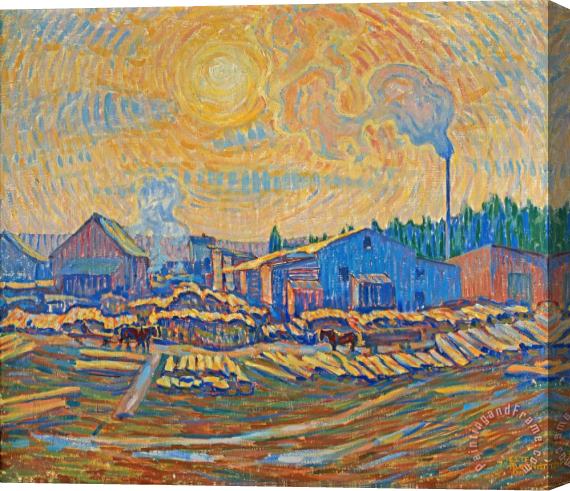 Ester Almqvist The Sawmill, December Sun Stretched Canvas Painting / Canvas Art