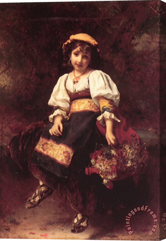 Etienne Adolphe Piot The Flower Seller Stretched Canvas Print / Canvas Art