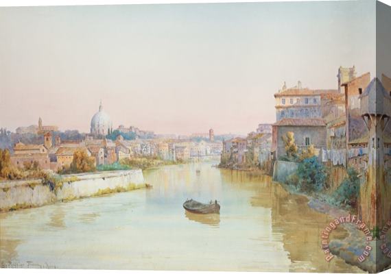 Ettore Roesler Franz View of the Tevere from the Ponte Sisto Stretched Canvas Print / Canvas Art