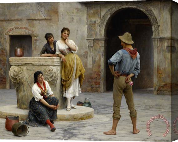 Eugen von Blaas Flirtation, 1894 Stretched Canvas Painting / Canvas Art