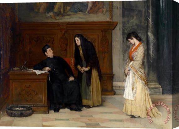 Eugen von Blaas In The Sacristy, 1877 Stretched Canvas Painting / Canvas Art