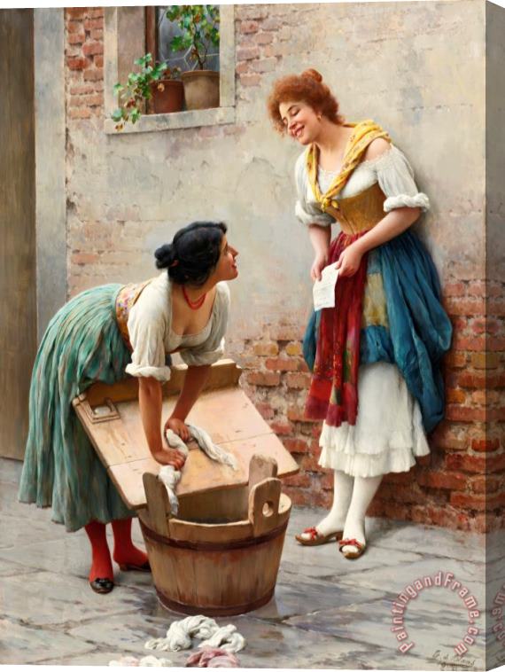 Eugen von Blaas Sharing The News, 1904 Stretched Canvas Painting / Canvas Art