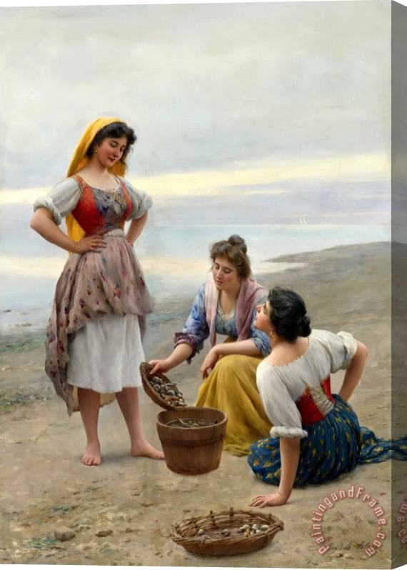 Eugen von Blaas The Clam Diggers Stretched Canvas Painting / Canvas Art