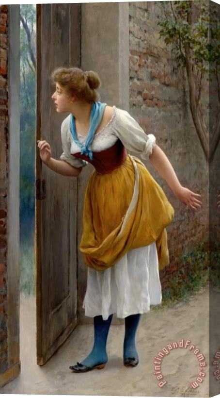 Eugen von Blaas The Eavesdropper Stretched Canvas Painting / Canvas Art