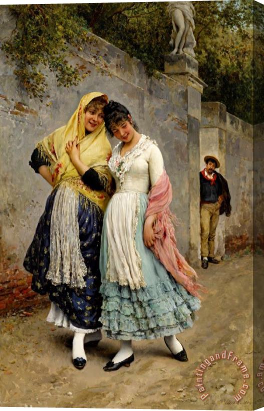 Eugen von Blaas The Flirtation, 1889 Stretched Canvas Painting / Canvas Art