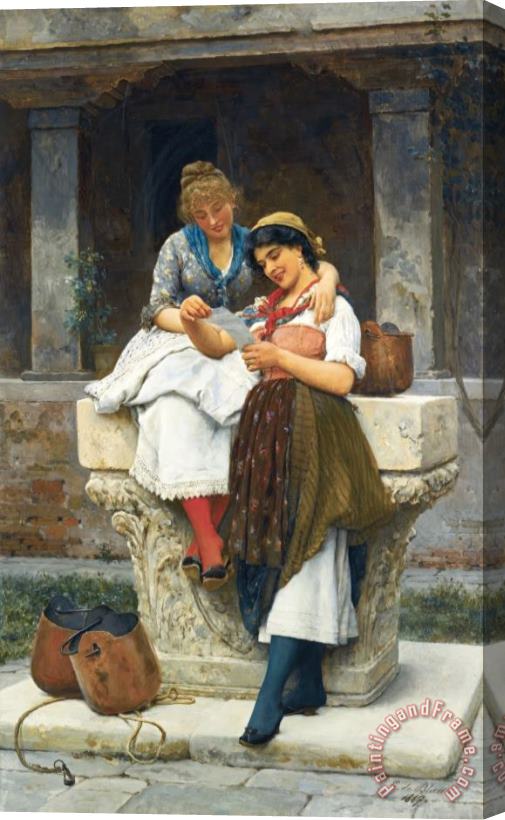 Eugen von Blaas The Love Letter, 1887 Stretched Canvas Painting / Canvas Art