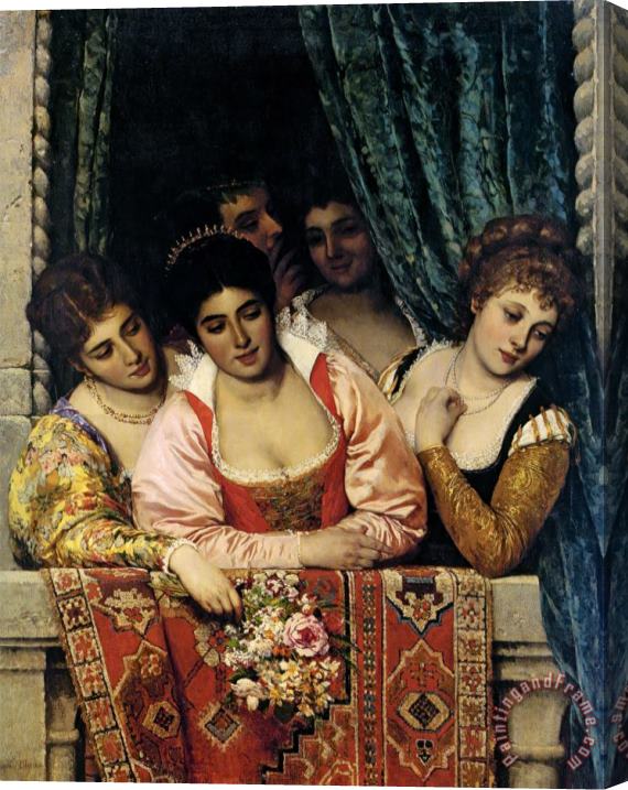 Eugen von Blaas Venetian Ladies on a Balcony, 1875 Stretched Canvas Print / Canvas Art