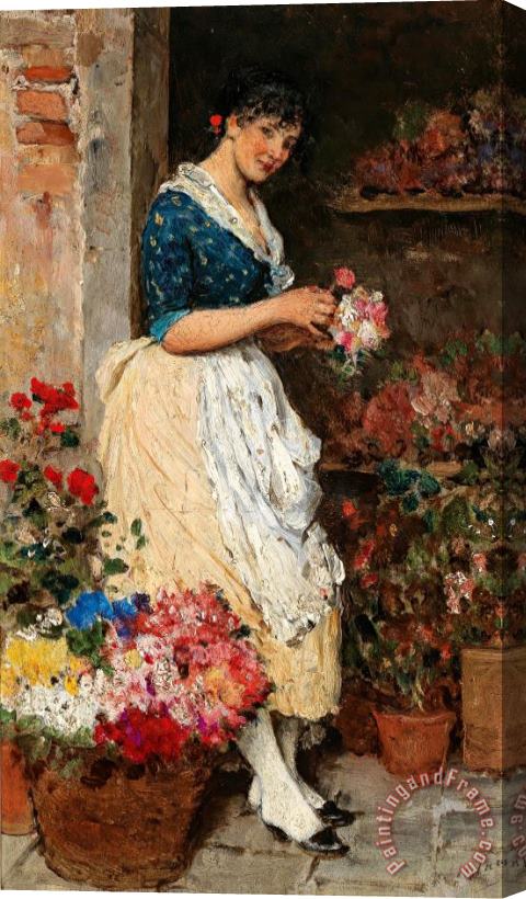 Eugen von Blaas Venezianisches Blumenmadchen, 1931 Stretched Canvas Painting / Canvas Art