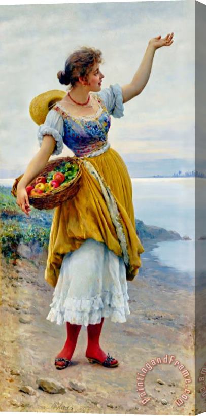 Eugen von Blaas Woman with a Basket of Fruit, 1897 Stretched Canvas Print / Canvas Art