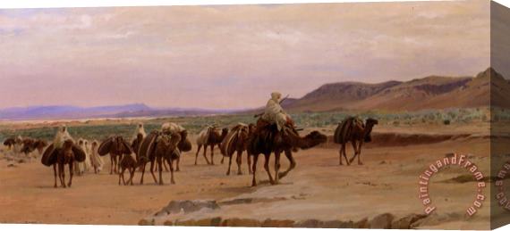 Eugene Alexis Girardet Caravannes De Sel Dans Le Desert Stretched Canvas Print / Canvas Art