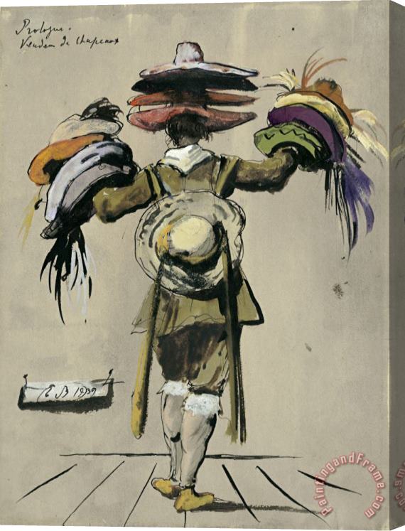 Eugene Berman Costume for The Hat Vendor From The Prelude to Devil's Holiday Stretched Canvas Painting / Canvas Art