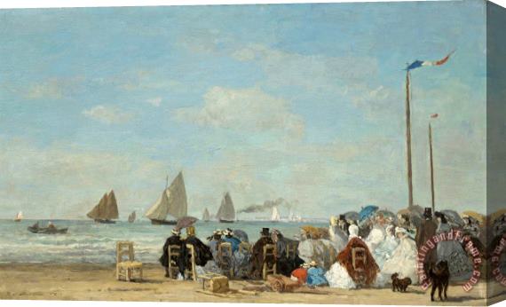 Eugene Boudin Beach Scene at Trouville Stretched Canvas Painting / Canvas Art