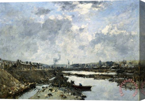 Eugene Boudin Fecamp, The Arriere Port in Construction Stretched Canvas Painting / Canvas Art