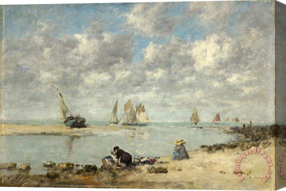 Eugene Boudin Washerwoman Near Trouville Stretched Canvas Painting / Canvas Art