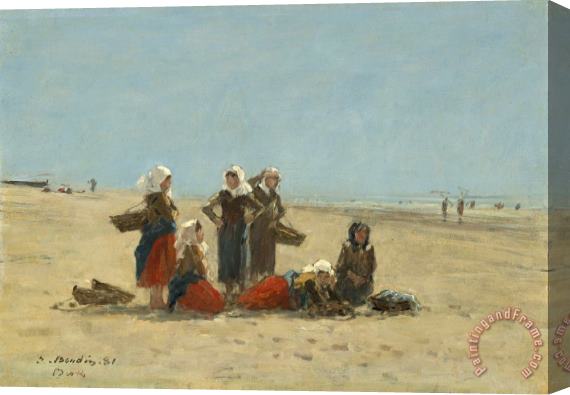 Eugene Boudin Women on The Beach at Berck Stretched Canvas Print / Canvas Art