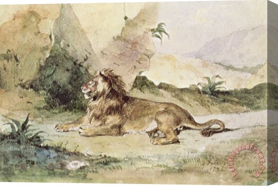Eugene Delacroix A Lion in The Desert Stretched Canvas Painting / Canvas Art