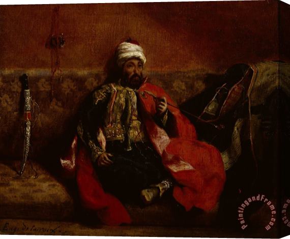 Eugene Delacroix A Turk Smoking Sitting on a Sofa Stretched Canvas Painting / Canvas Art
