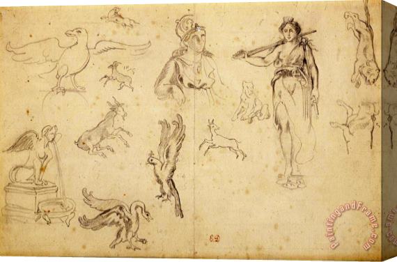 Eugene Delacroix Animal And Figure Studies Stretched Canvas Print / Canvas Art