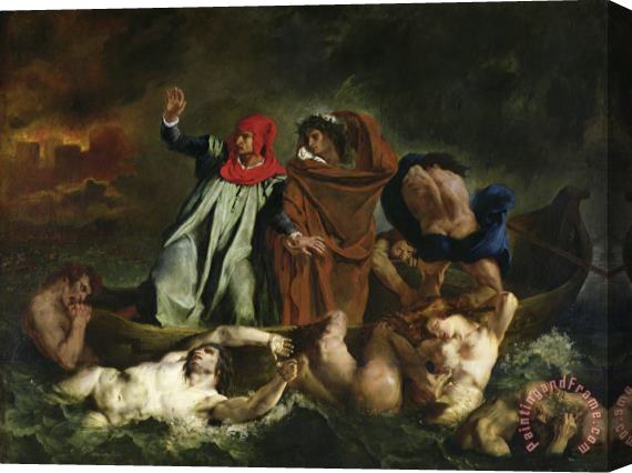 Eugene Delacroix Dante (1265 1321) And Virgil (70 19 Bc) in The Underworld Stretched Canvas Print / Canvas Art