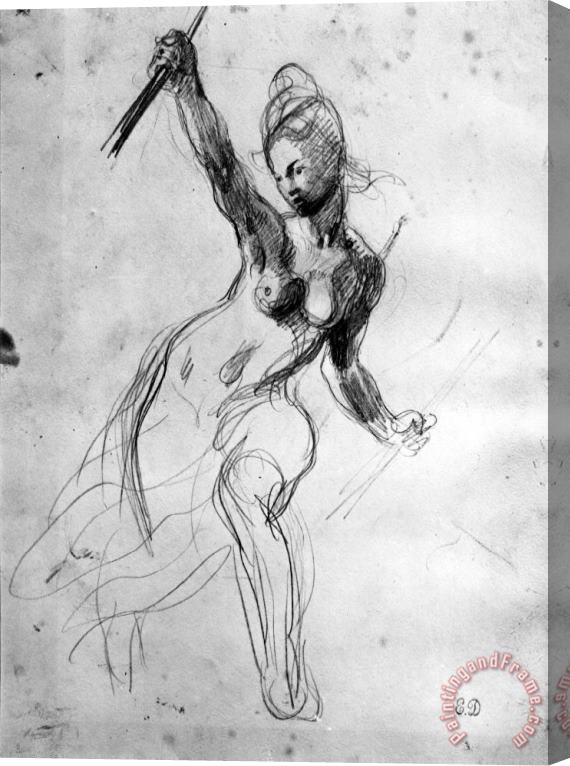 Eugene Delacroix Female Nude, Study for Liberty Leading The People Stretched Canvas Painting / Canvas Art