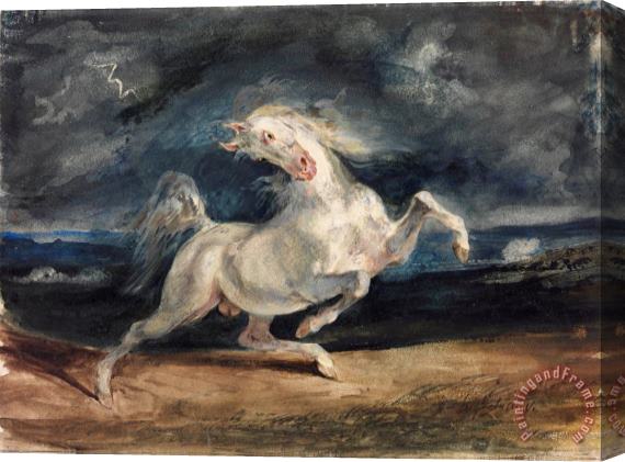 Eugene Delacroix Horse Frightened by Lightning Stretched Canvas Painting / Canvas Art