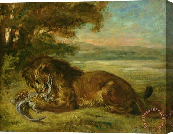 Eugene Delacroix Lion And Alligator Stretched Canvas Painting / Canvas Art