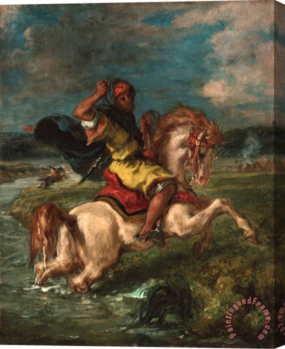 Eugene Delacroix Moroccan Horseman Crossing a Ford Stretched Canvas Painting / Canvas Art
