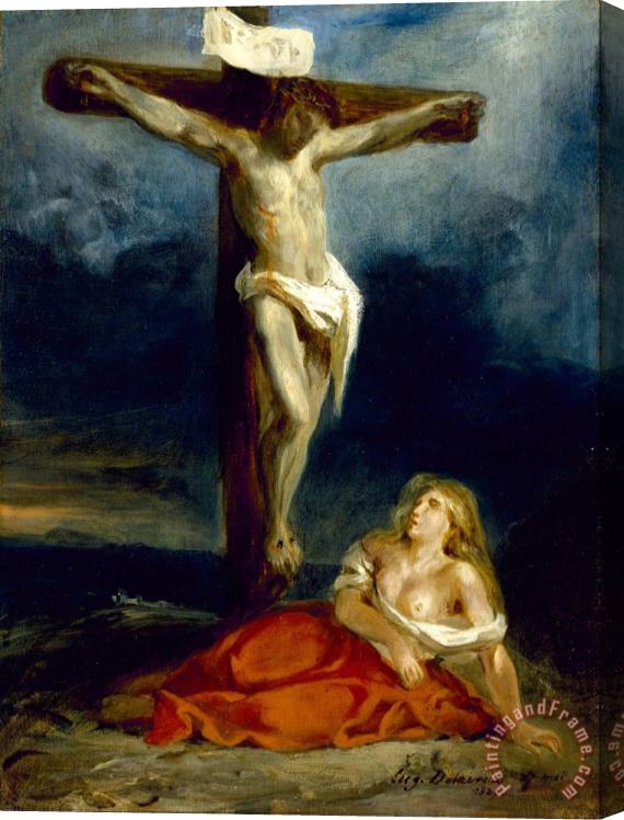 Eugene Delacroix Saint Mary Magdalene at The Foot of The Cross Stretched Canvas Painting / Canvas Art