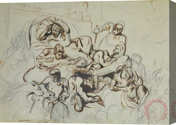 Eugene Delacroix Study for The Death of Sardanapalus Stretched Canvas Painting / Canvas Art