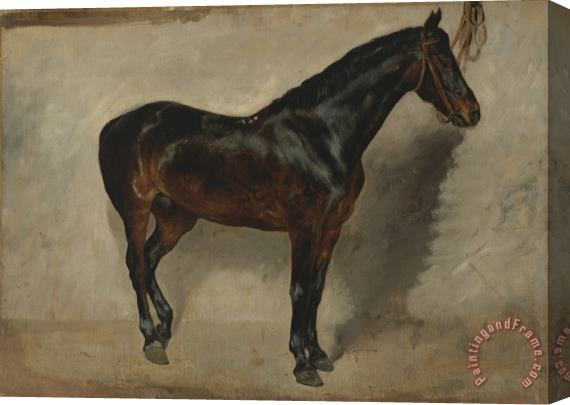 Eugene Delacroix Study of a Brown Black Horse Tethered to a Wall Stretched Canvas Print / Canvas Art