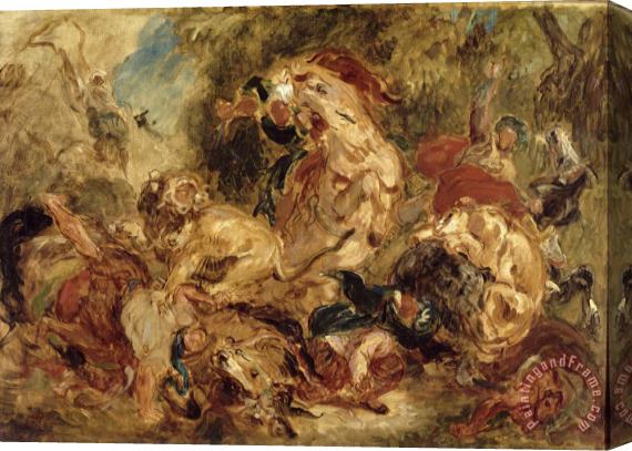 Eugene Delacroix The Lion Hunt Stretched Canvas Painting / Canvas Art