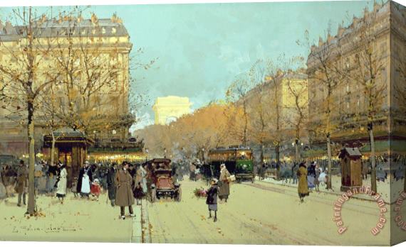 Eugene Galien-Laloue Boulevard Haussmann In Paris Stretched Canvas Print / Canvas Art