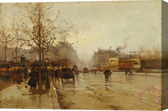 Eugene Galien-Laloue Les Boulevards Paris Stretched Canvas Painting / Canvas Art
