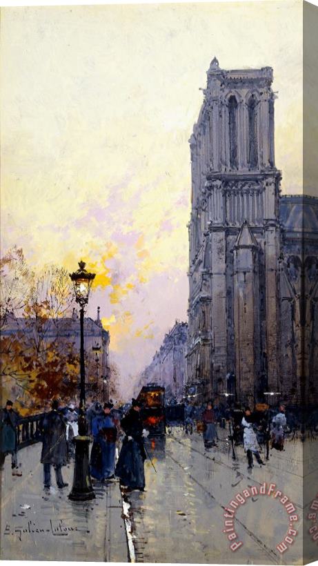 Eugene Galien-Laloue Notre Dame De Paris Stretched Canvas Print / Canvas Art